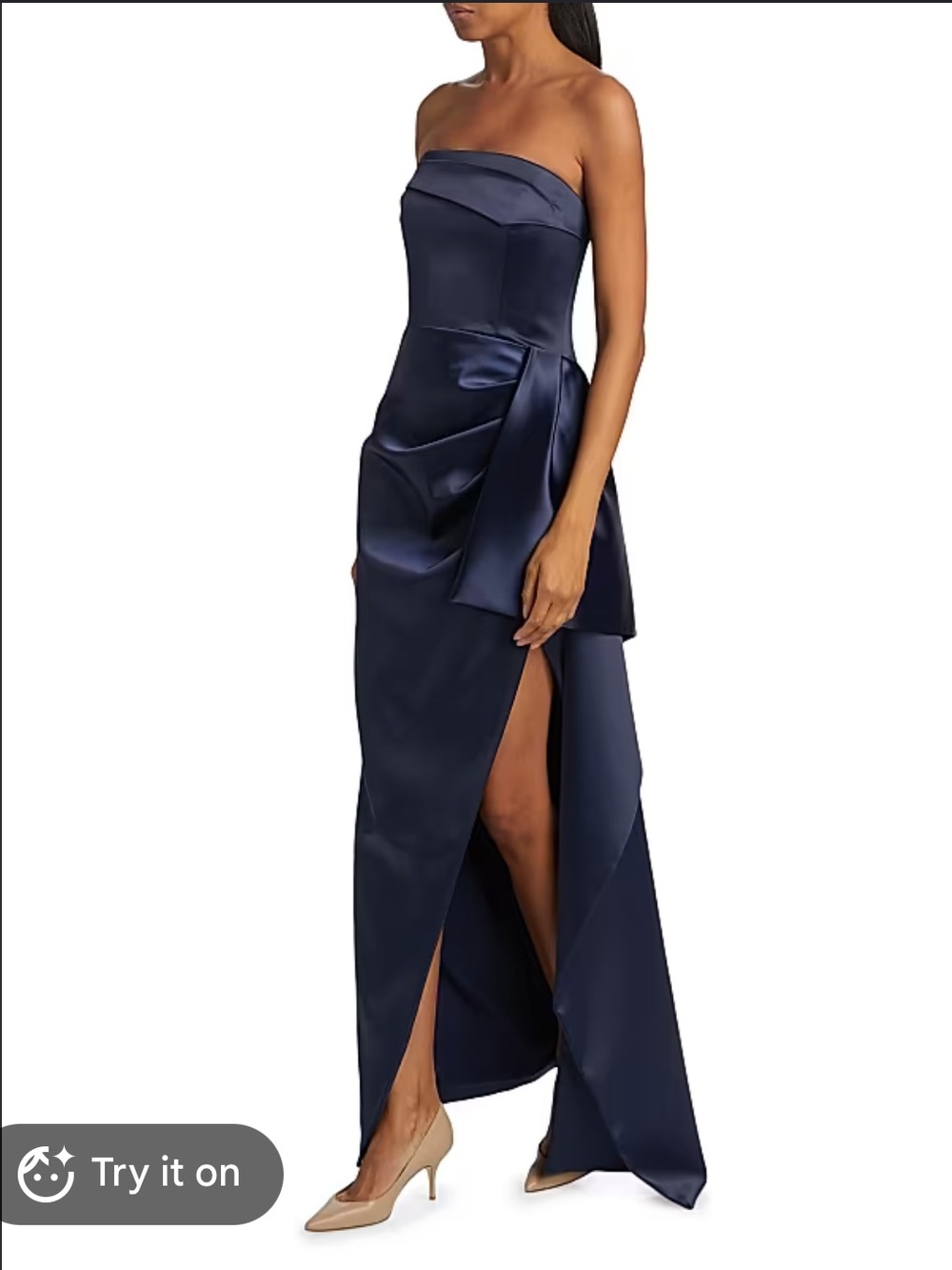 NICHOLAS Midnight Navy Strapless Satin Gown